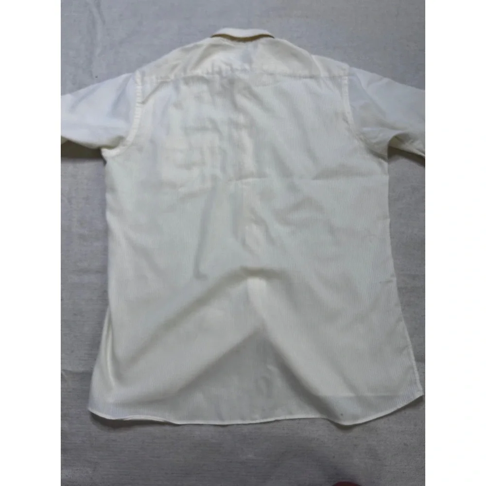 Vintage Christian Dior Plus de Coton Shirt Men L Ivory Short Sleeve Button USA